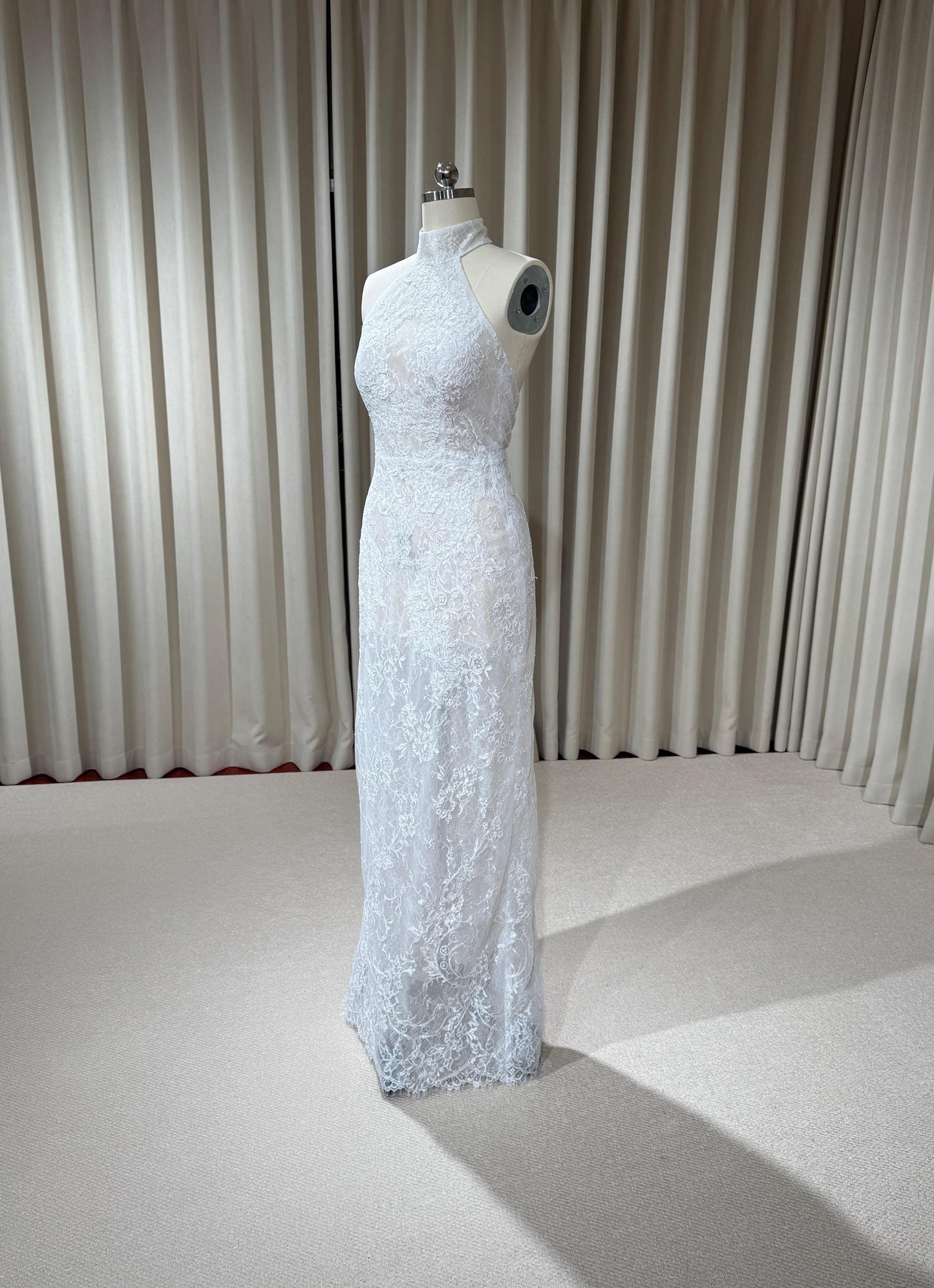 Halter Neck Lace Corset Mermaid Wedding Dress with Open Back | Mia
