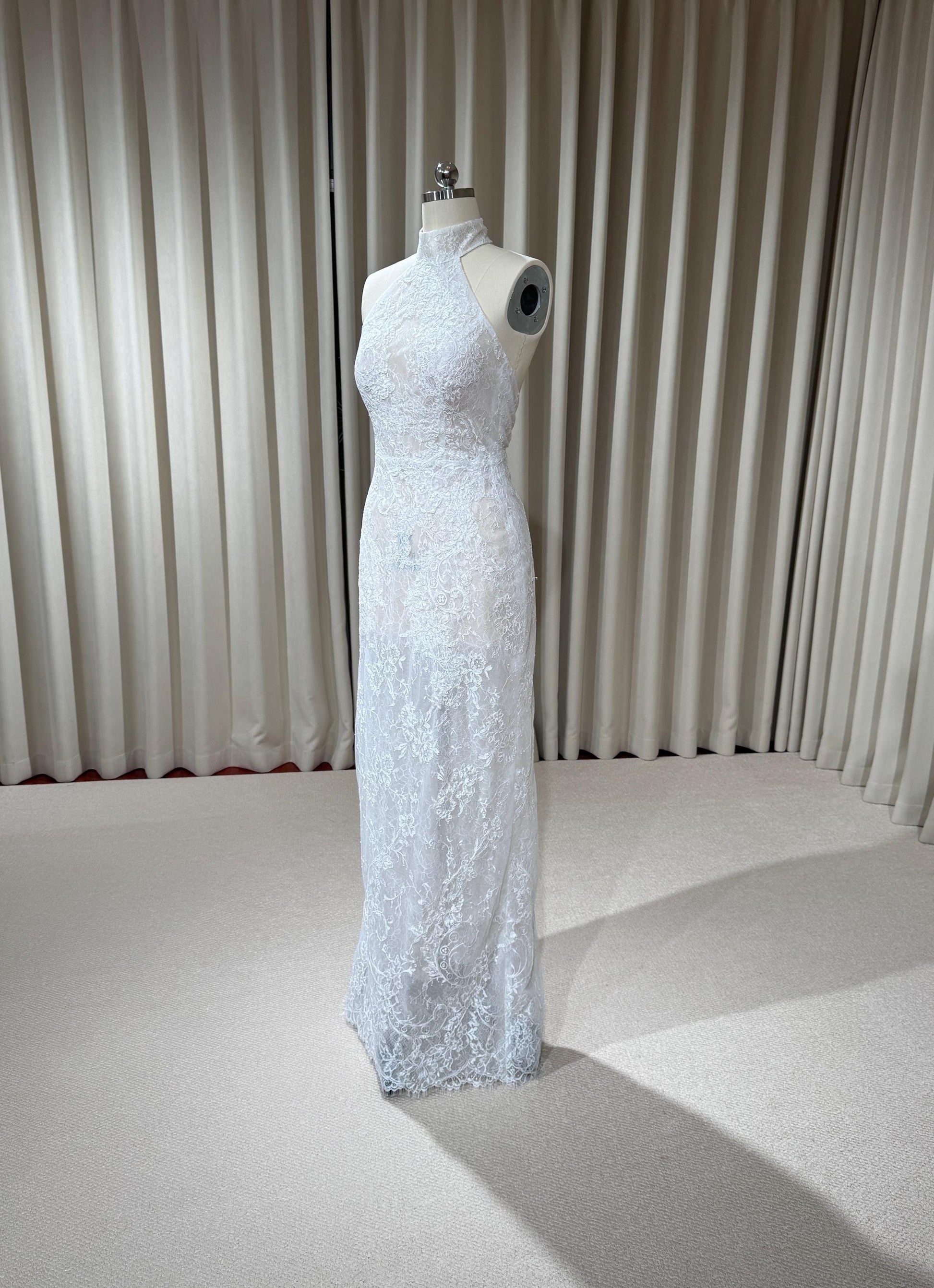 Halter Neck Lace Corset Mermaid Wedding Dress with Open Back | Mia