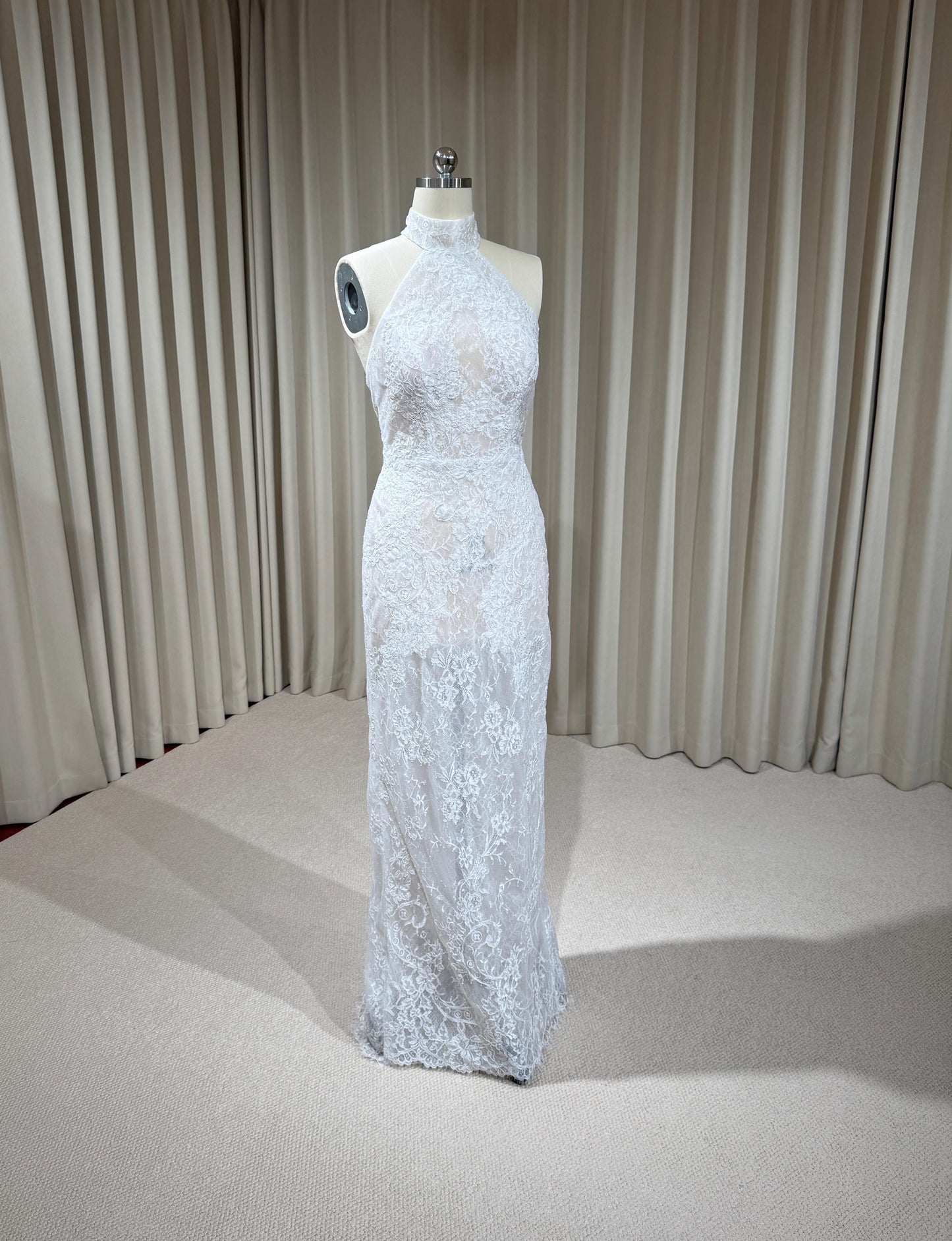 Halter Neck Lace Corset Mermaid Wedding Dress with Open Back | Mia