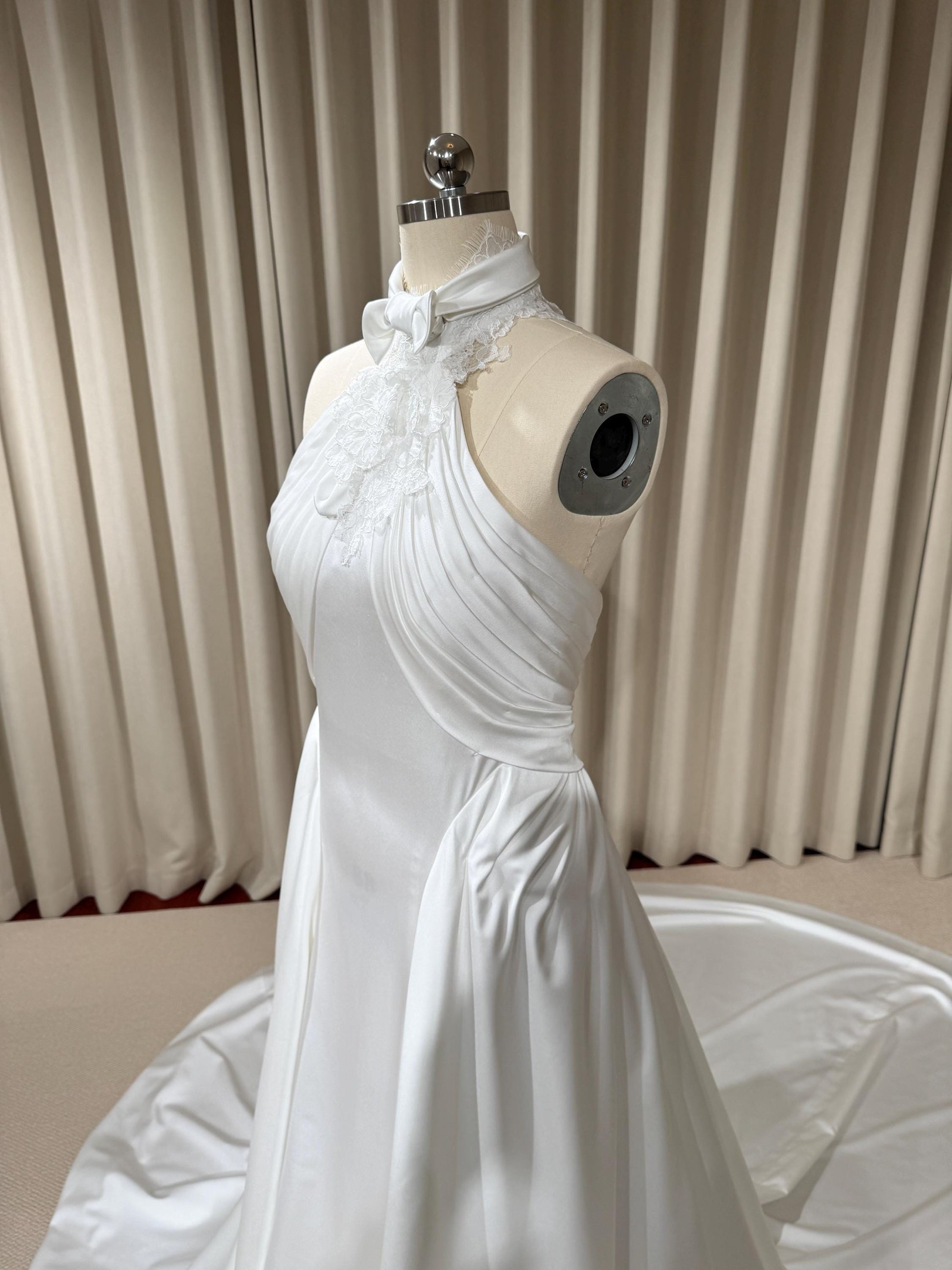 Halter Neck Satin Corset Mermaid Wedding Dress | Selena