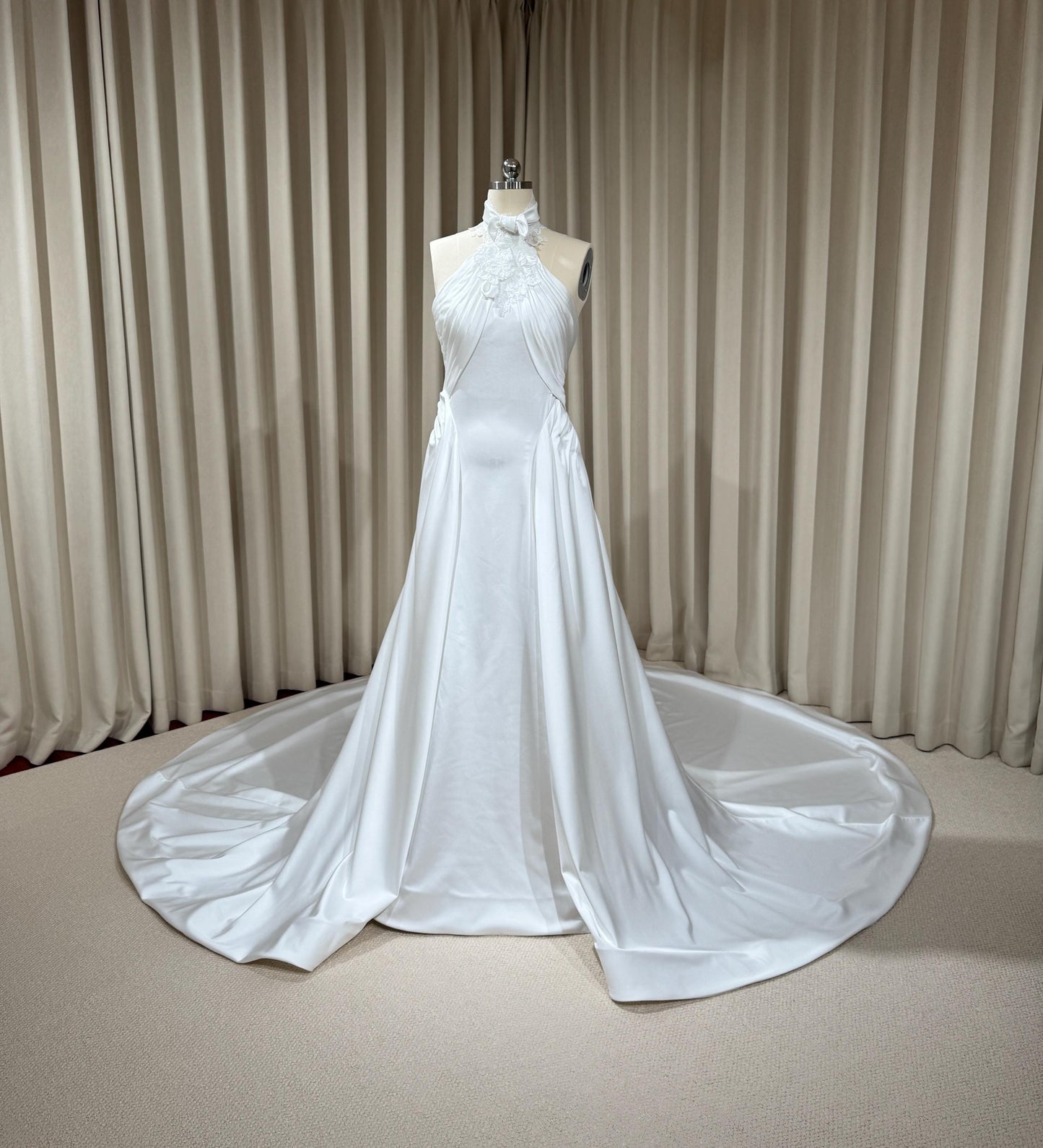 Halter Neck Satin Corset Mermaid Wedding Dress | Selena