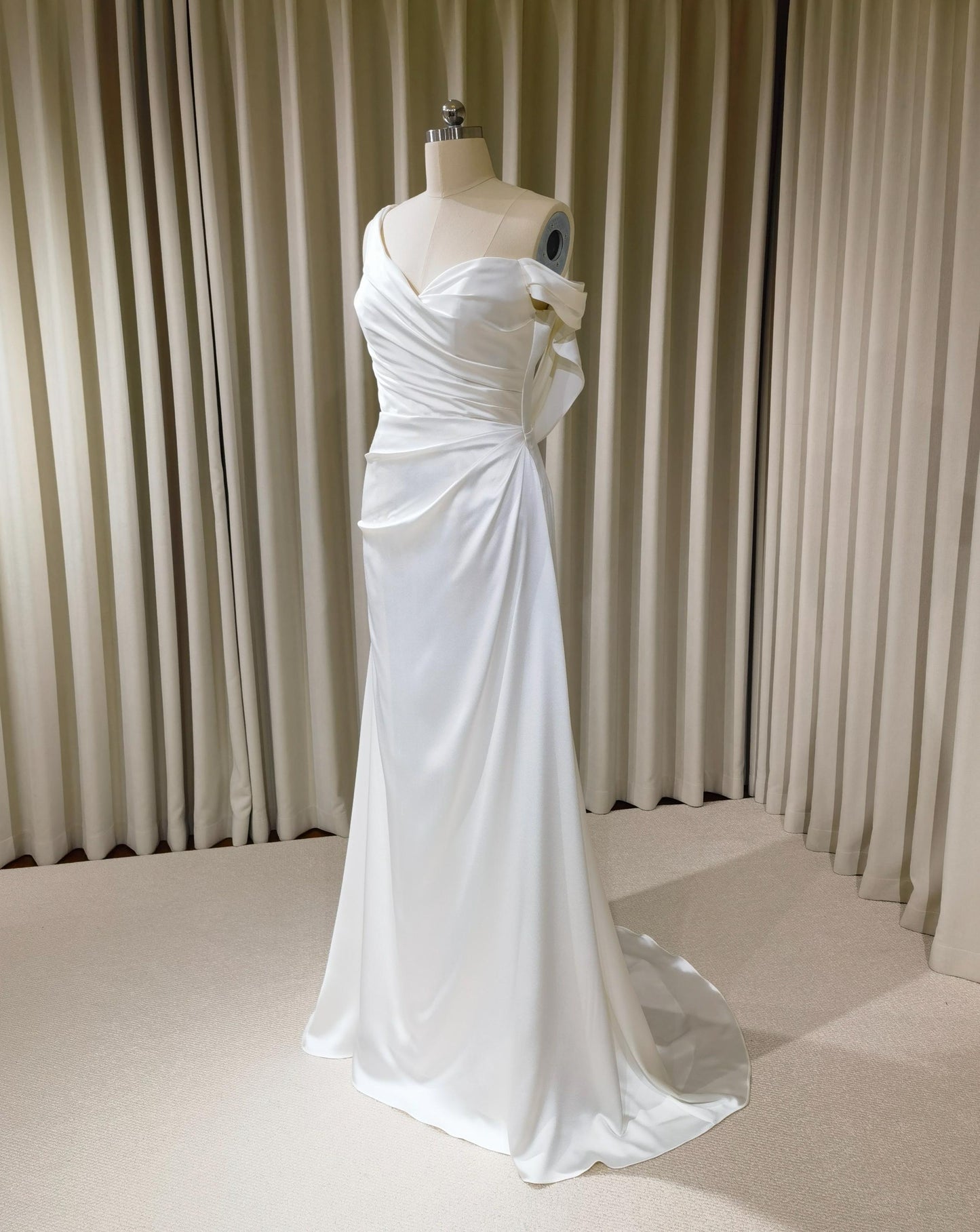 Minimalist One Shoulder Satin Corset Mermaid Wedding Dress | Josie