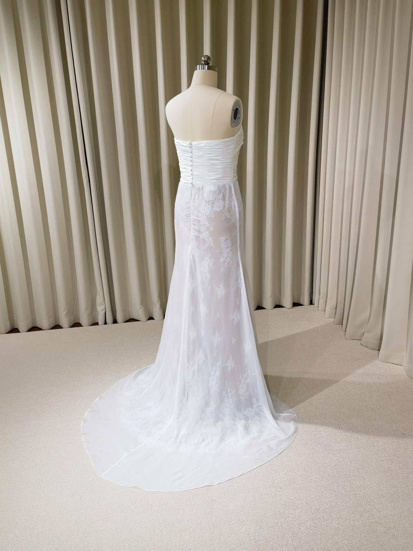 Strapless Satin Corset Lace Mermaid Wedding Dress | Margaux