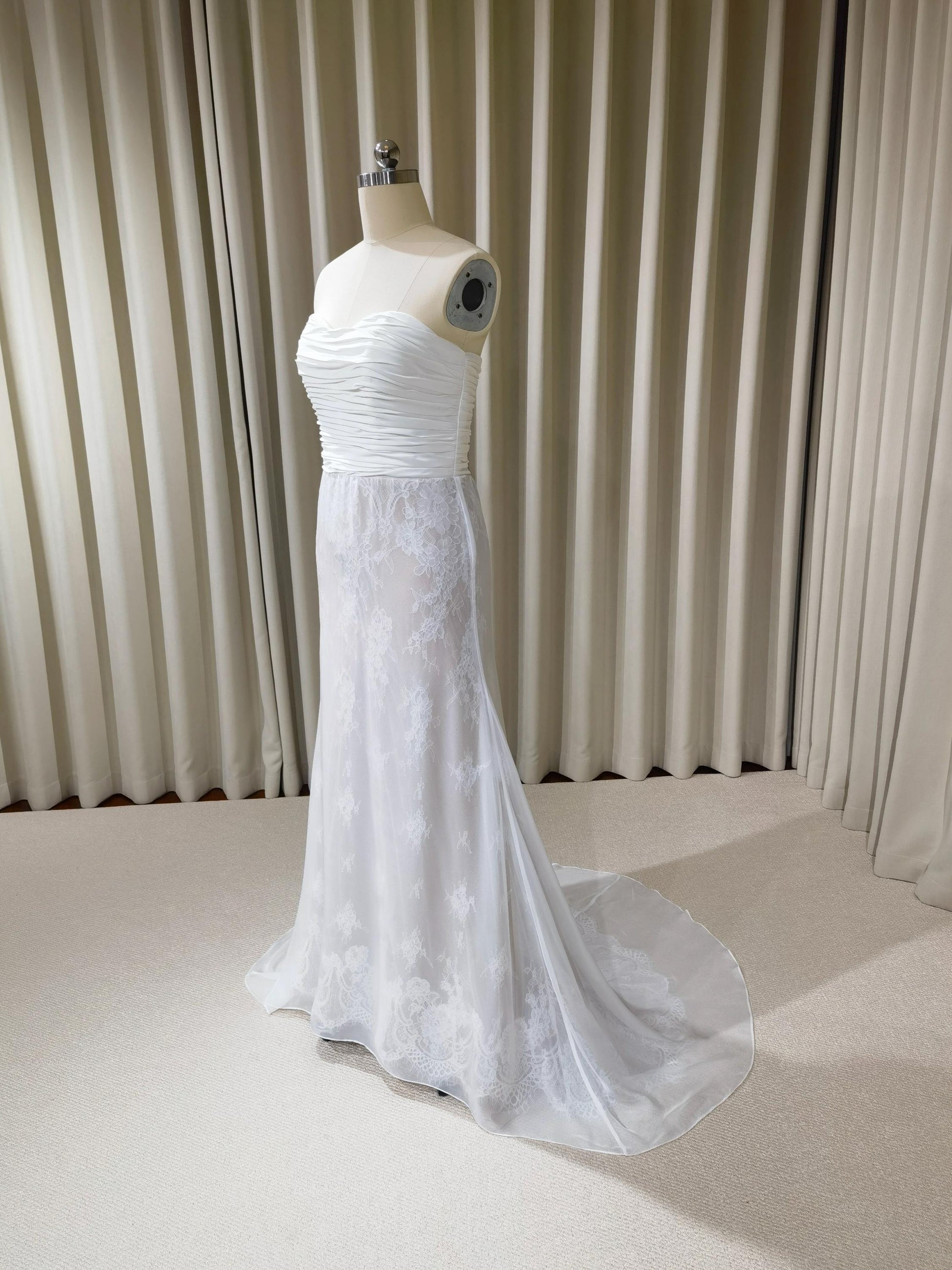Strapless Satin Corset Lace Mermaid Wedding Dress | Margaux