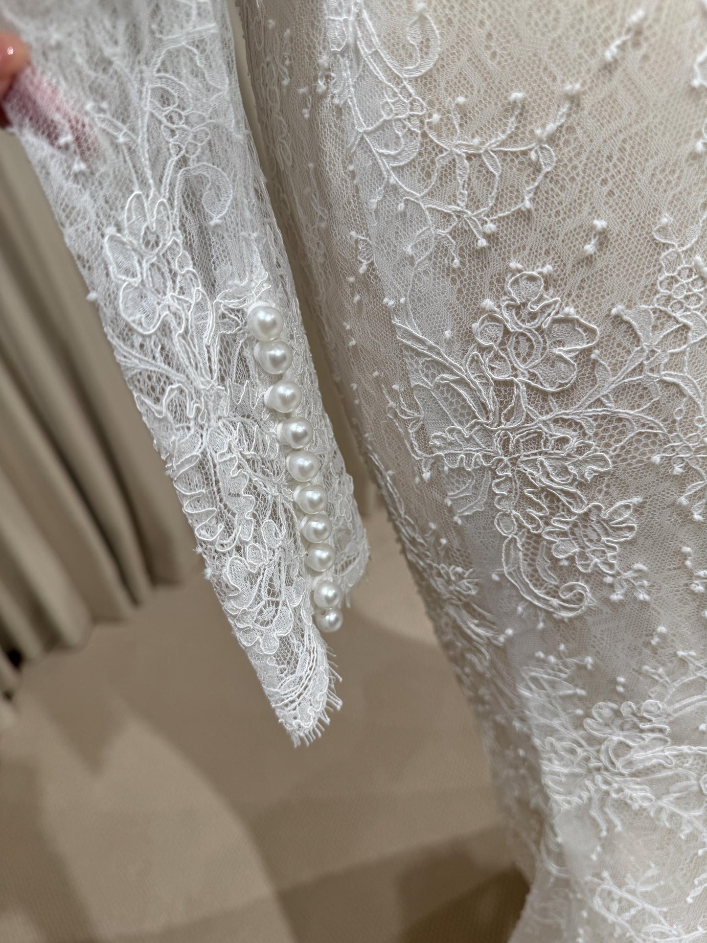 High Neck Long Sleeve Lace Corset Mermaid Wedding Dress with Open Back | Eloise