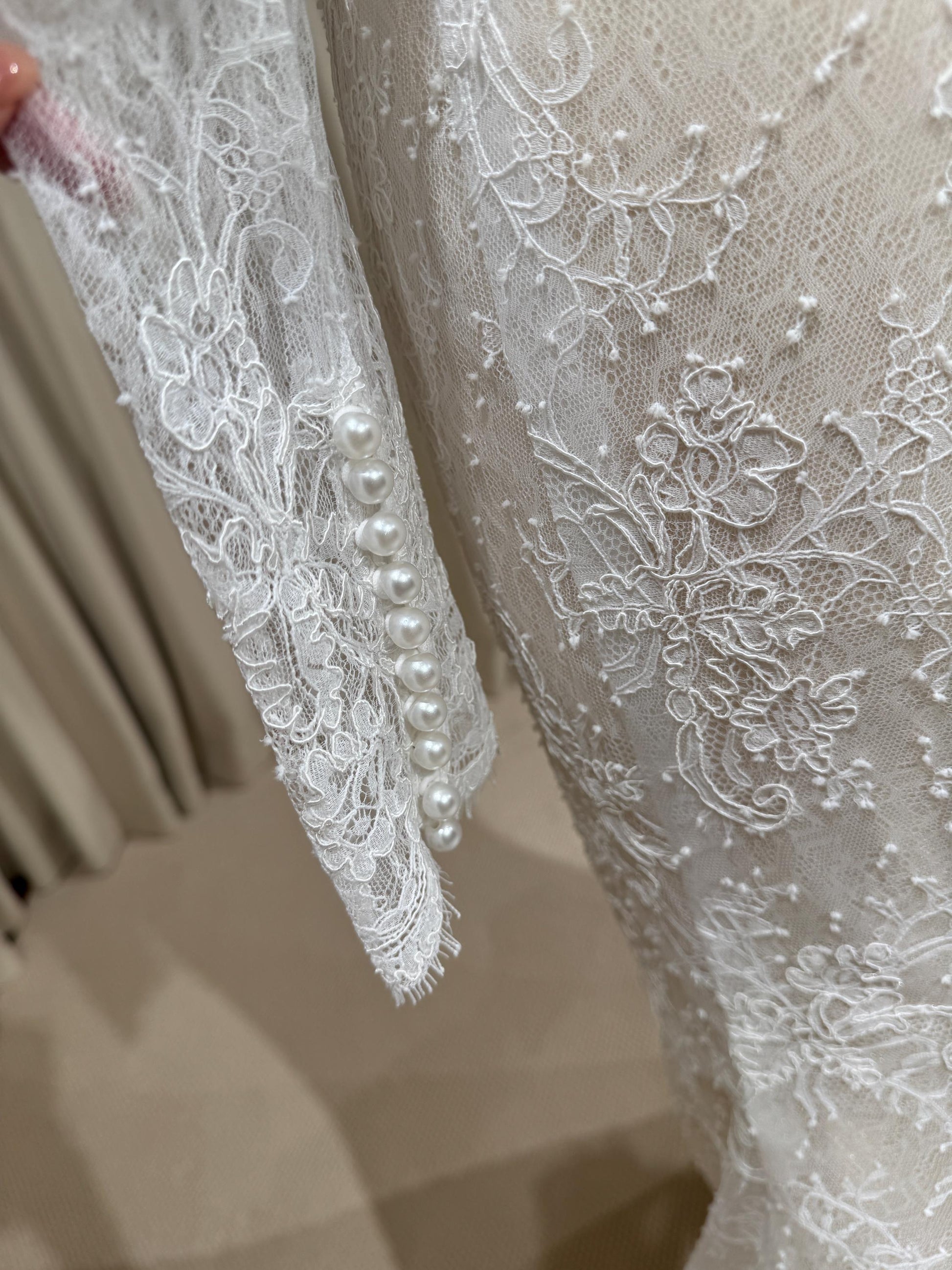 High Neck Long Sleeve Lace Corset Mermaid Wedding Dress with Open Back | Eloise
