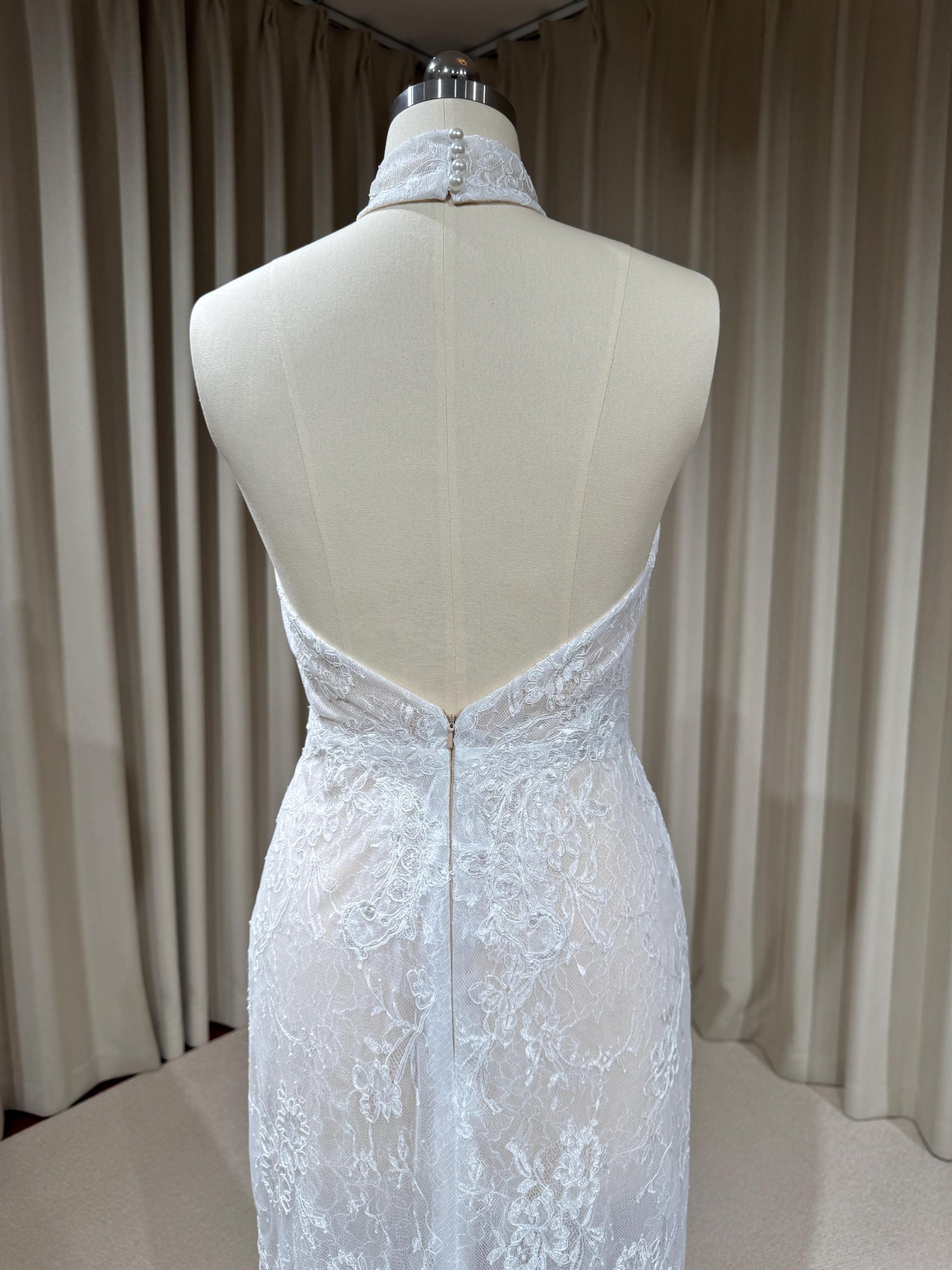 Halter Neck Lace Corset Mermaid Wedding Dress with Open Back | Mia