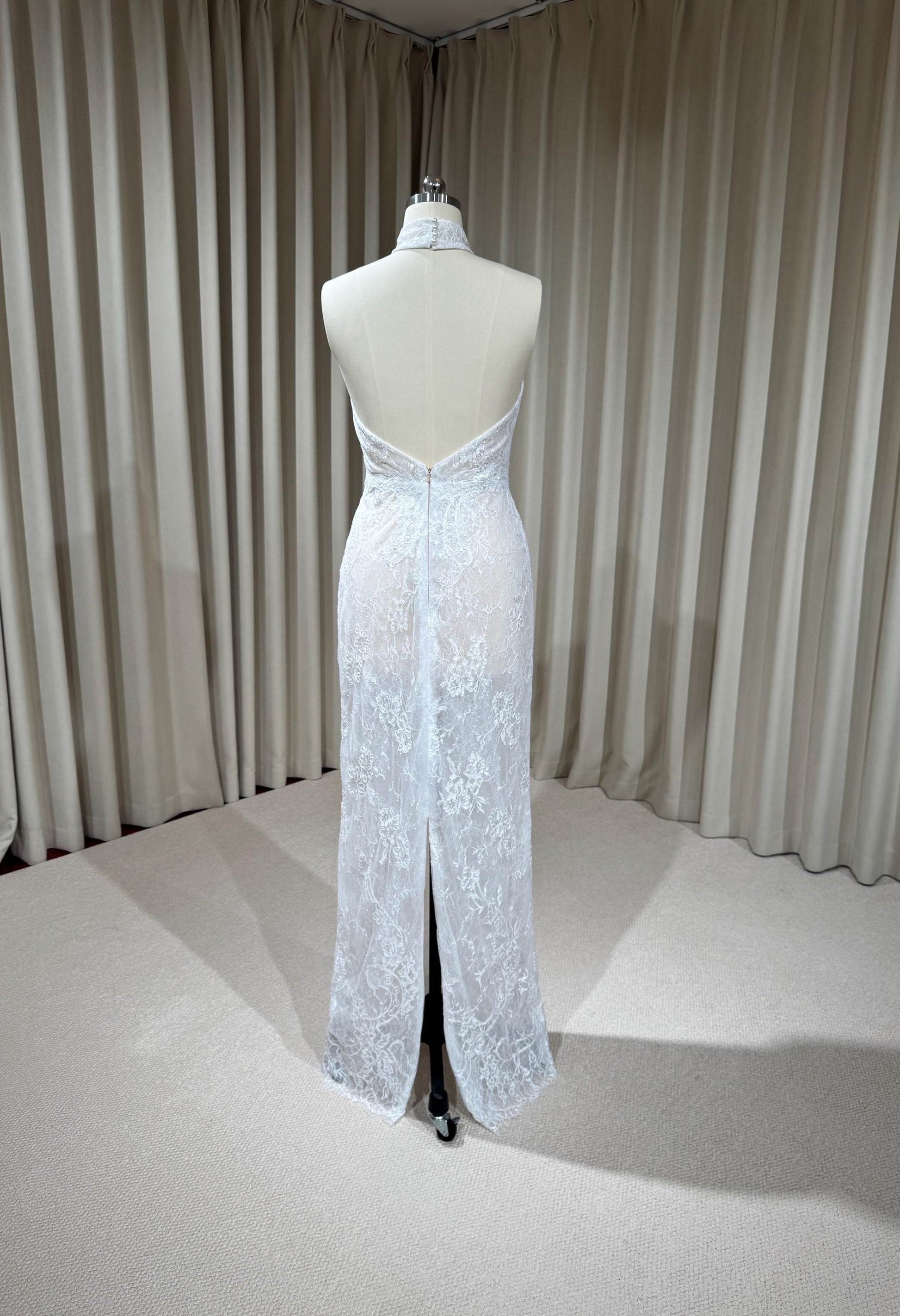Halter Neck Lace Corset Mermaid Wedding Dress with Open Back | Mia