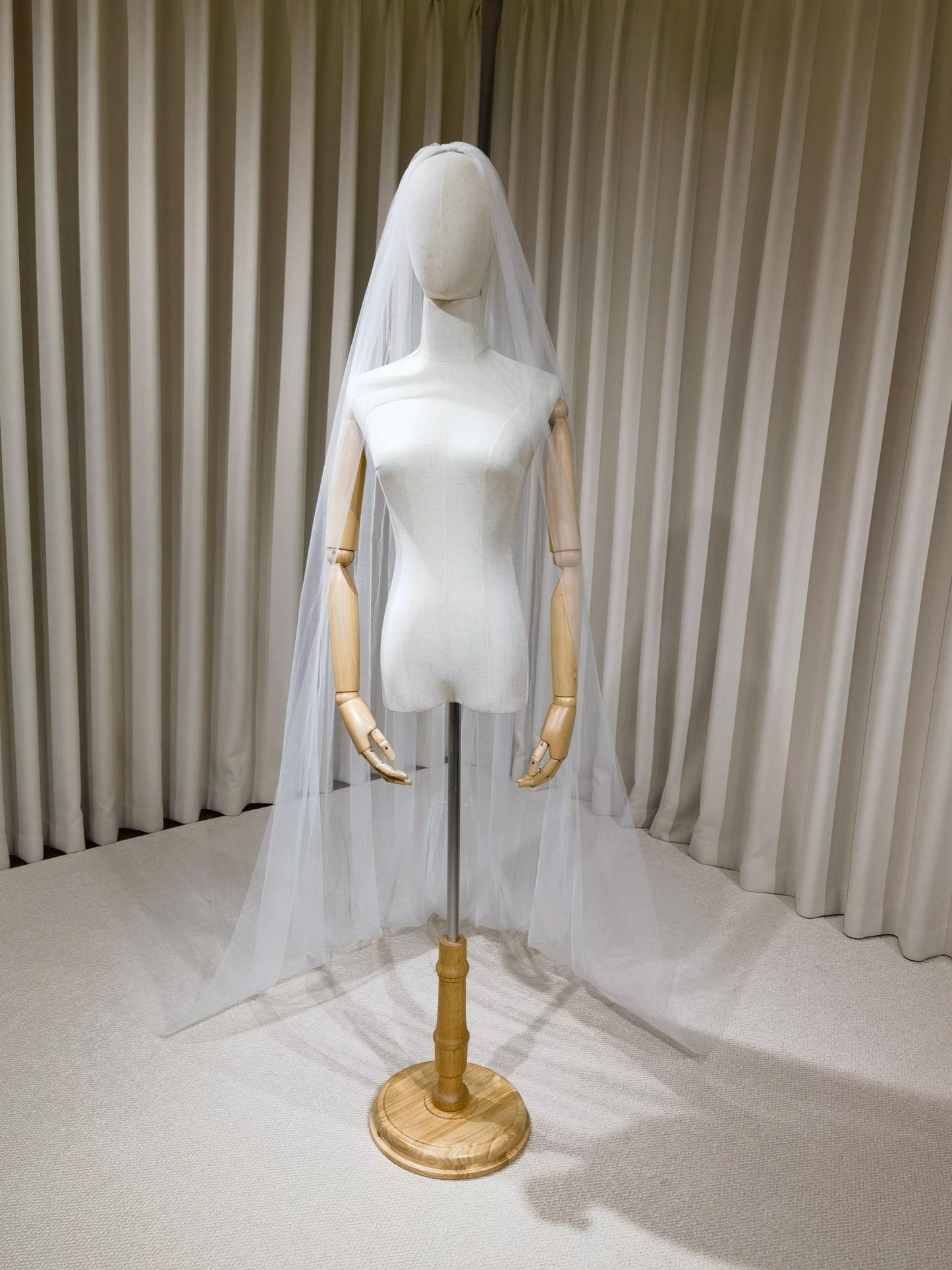 1 Tier Soft Tulle Wedding Veil with Hand Embroidery (Name Initials & Wedding Date)
