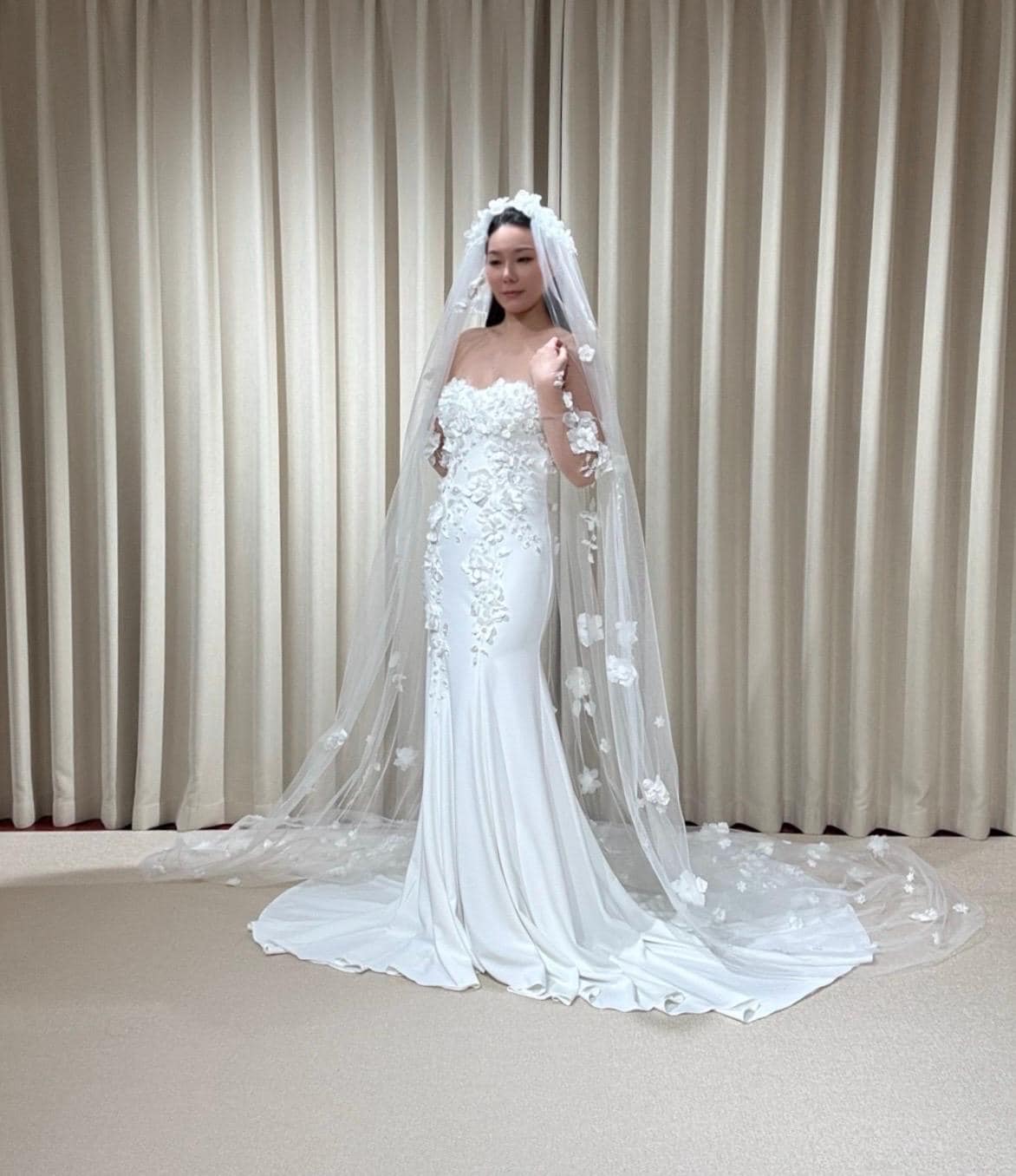 1 Tier 3D Flower Wedding Veil