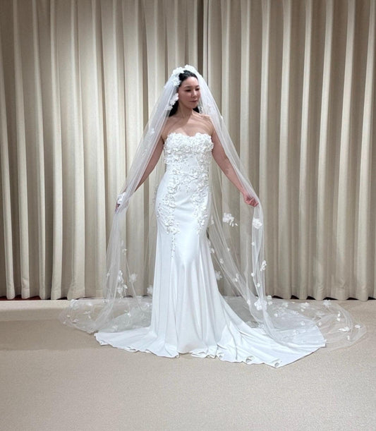 1 Tier 3D Flower Wedding Veil