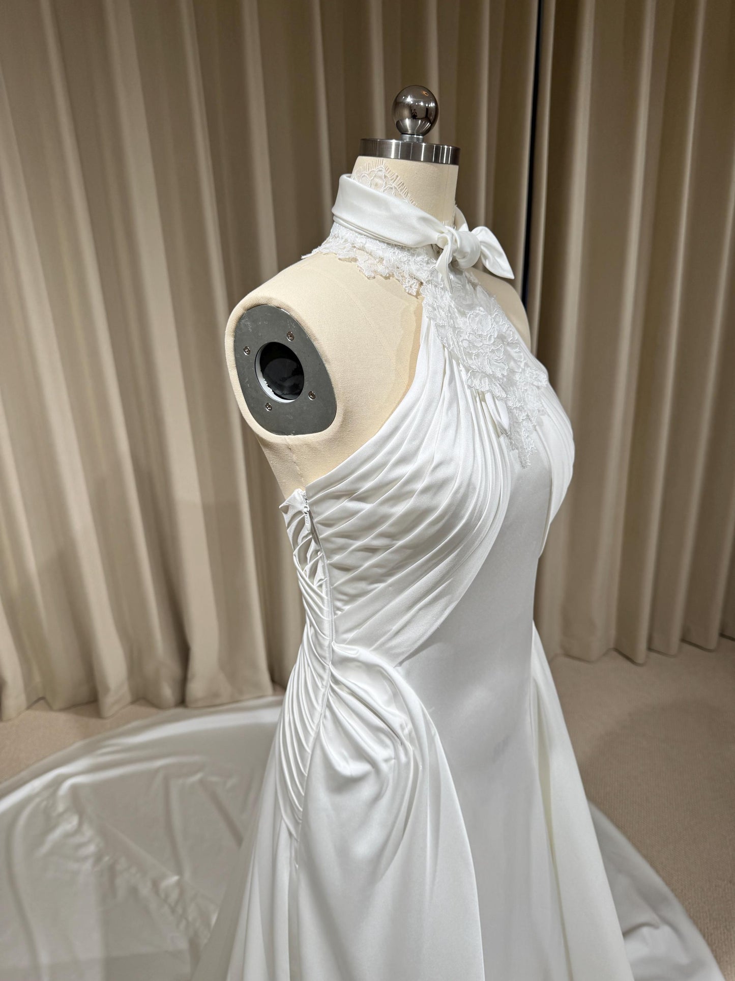 Halter Neck Satin Corset Mermaid Wedding Dress | Selena