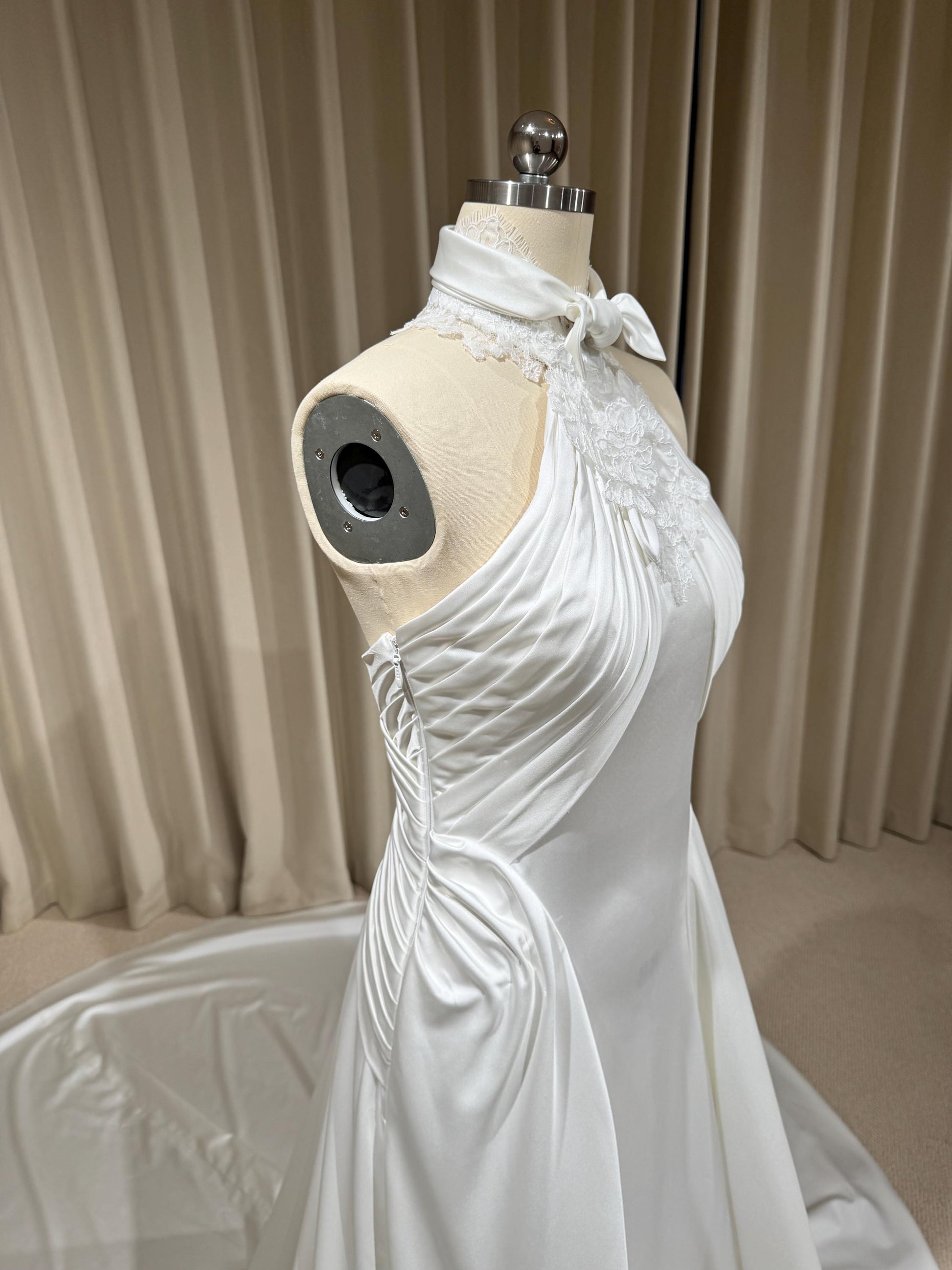 Halter Neck Satin Corset Mermaid Wedding Dress | Selena