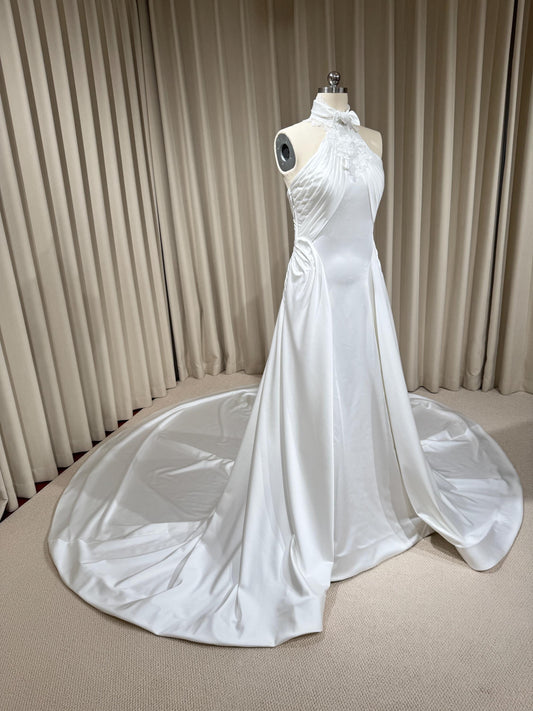 Halter Neck Satin Corset Mermaid Wedding Dress | Selena