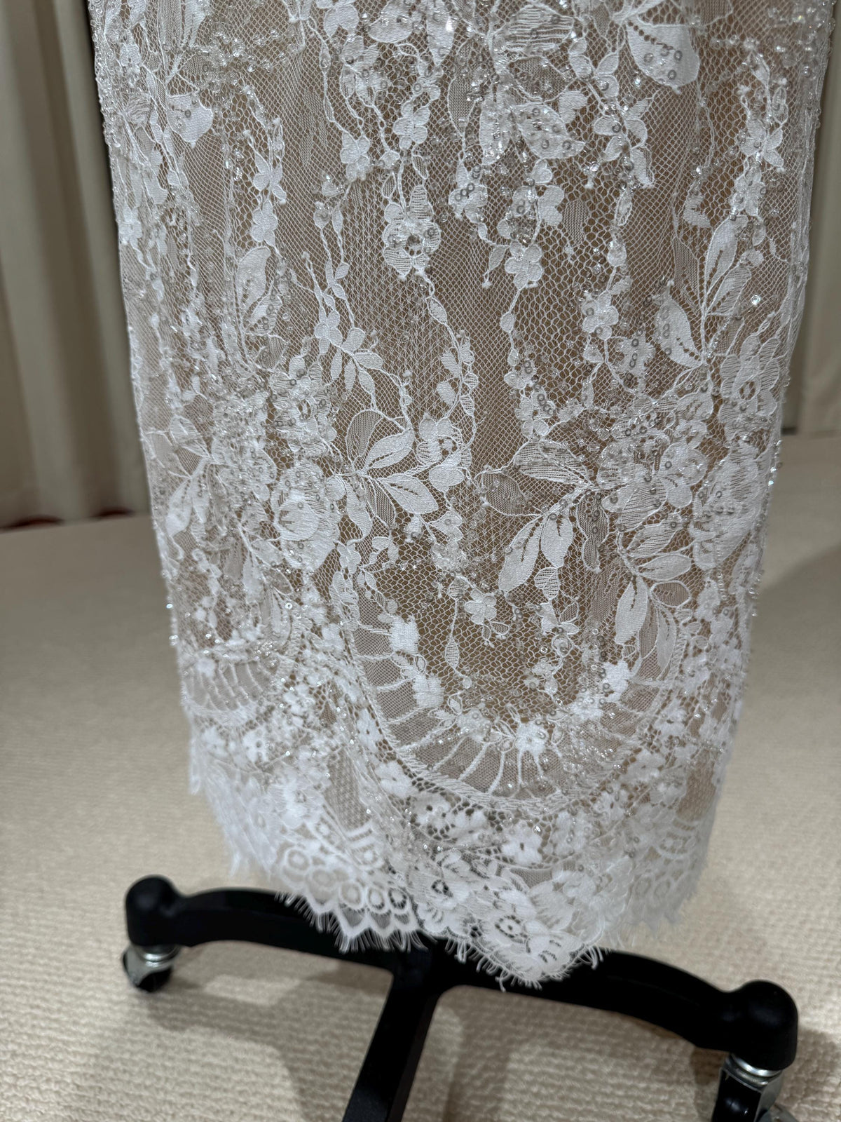 Halter Neck Beaded Lace Floral Mermaid Wedding Dress with Open Back, Custom Bridal Reception Gown | Alyssa