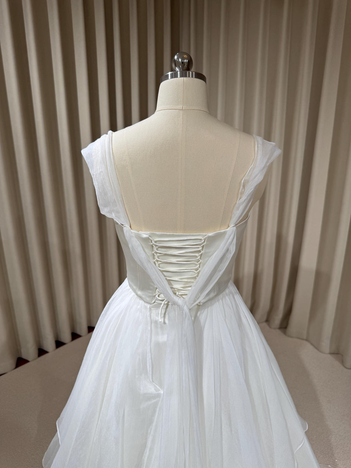 Two Piece Satin Corset Wedding Dress with Silk Draping, Off Shoulder Bridal Ball Gown | Brooke
