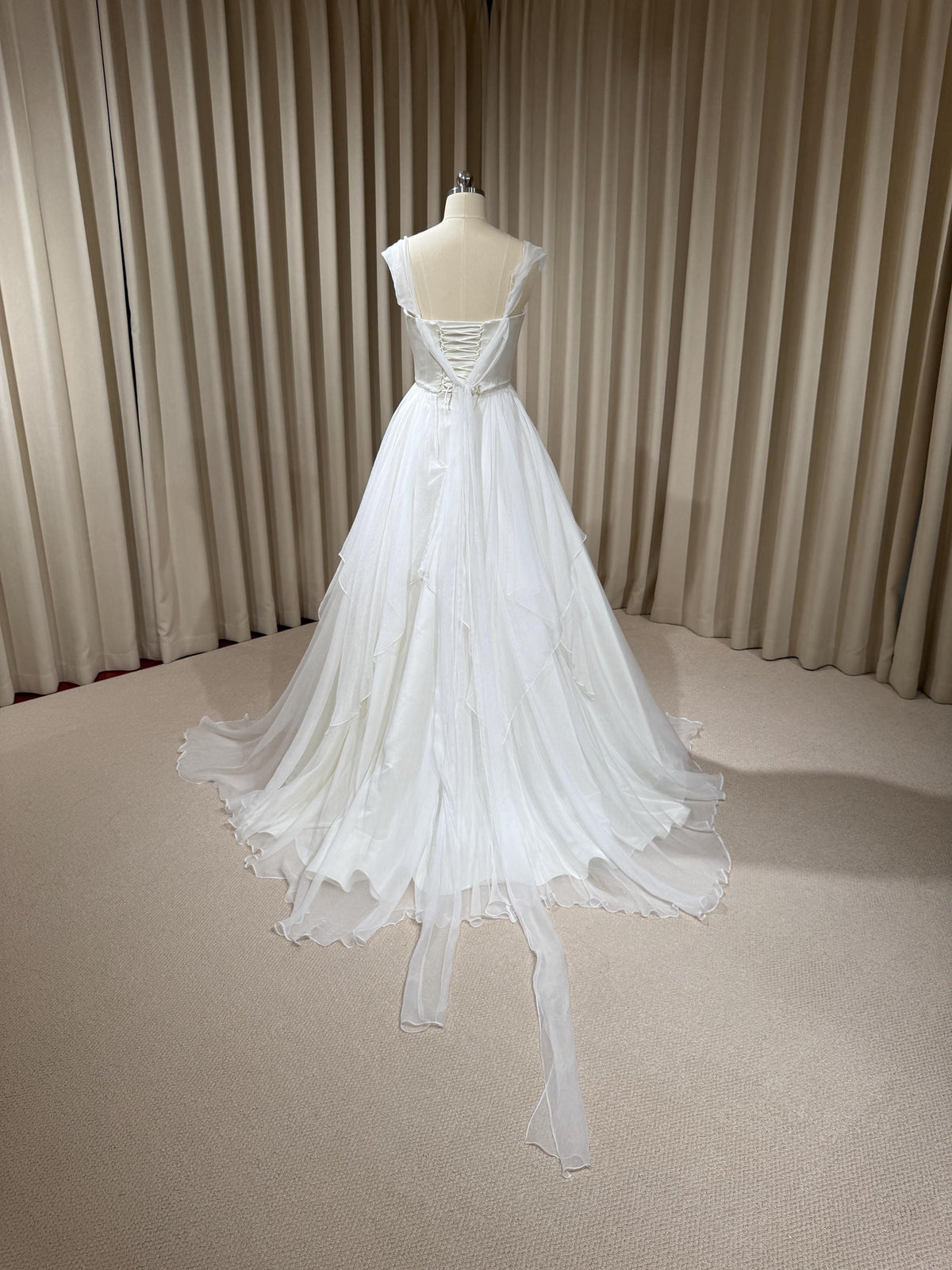Two Piece Satin Corset Wedding Dress with Silk Draping, Off Shoulder Bridal Ball Gown | Brooke
