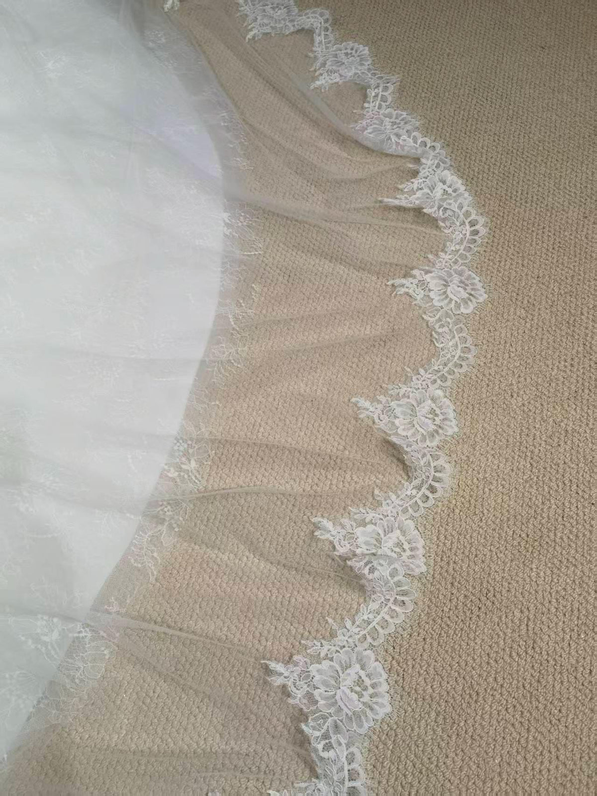 Off the Shoulder Floral Lace Corset Wedding Dress with Detachable Long Sleeves and Hidden Slit, Custom Bridal Ball Gown | Shyann