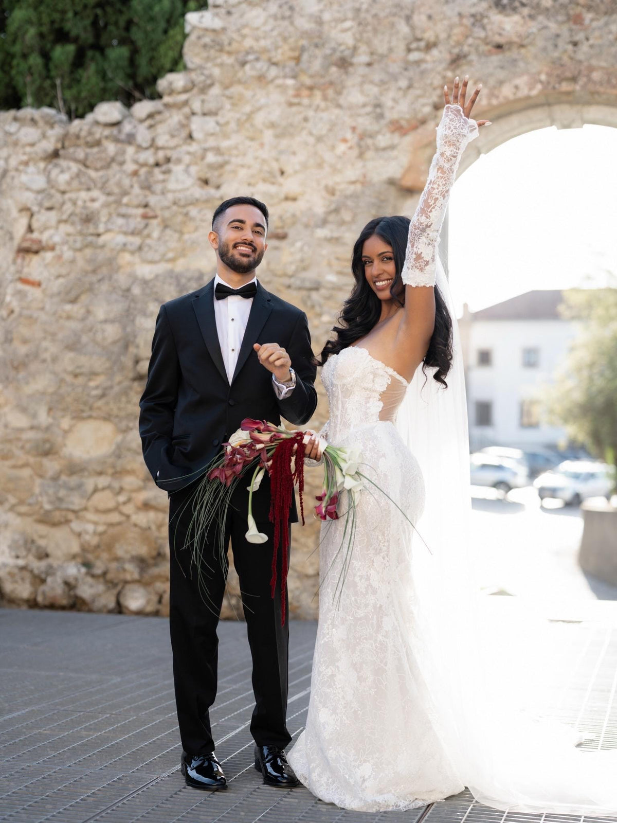 Off the Shoulder Lace Corset Mermaid Wedding Dress with Detachable Long Sleeves, Custom Floral Bridal Gown | Unni