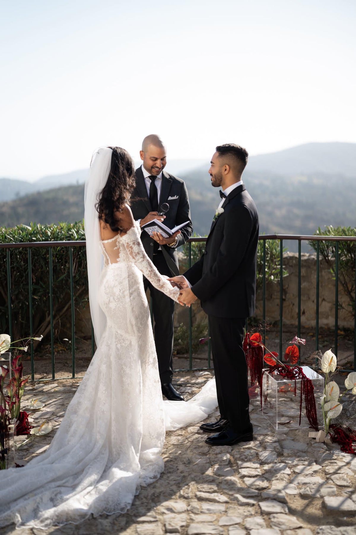 Off the Shoulder Lace Corset Mermaid Wedding Dress with Detachable Long Sleeves, Custom Floral Bridal Gown | Unni