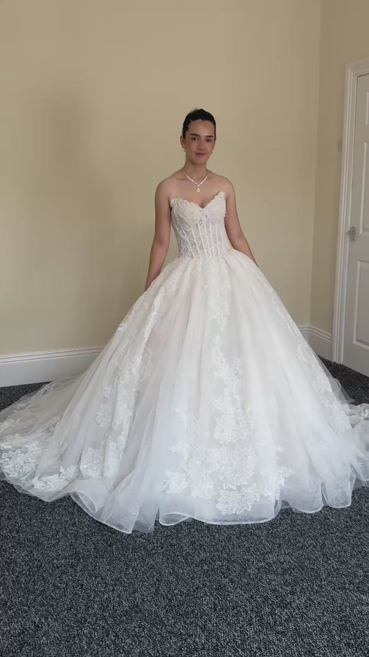 Cecilia | French Lace Beaded Strapless Corset Ball Gown Wedding Dress
