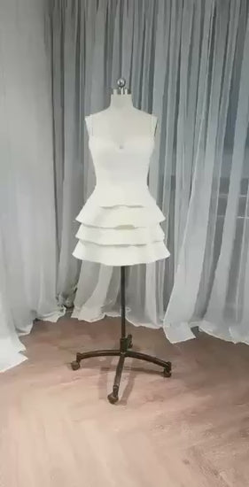 Minimalist short wedding prom dress, Rehearsal dinner simple mini dress, Custom Elopement Dress, Bridal shower Engagement dress