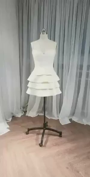 Minimalist short wedding prom dress, Rehearsal dinner simple mini dress, Custom Elopement Dress, Bridal shower Engagement dress