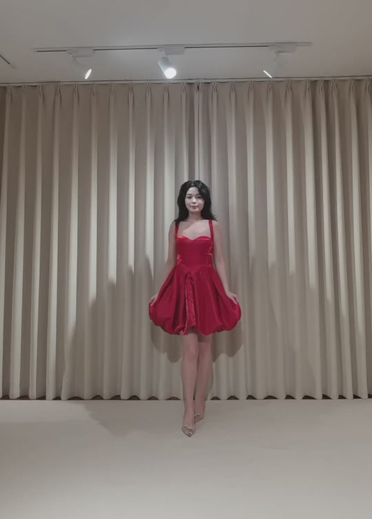 Ruby | Red Liquid Satin Short Wedding Dress