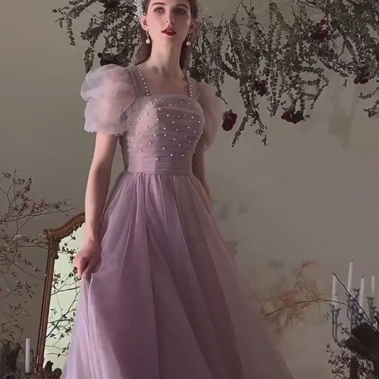 Purple Fairy A-line Wedding Bridal Dress Boho Lolita Princess Style Prom Party Gown Bridesmaid Dress