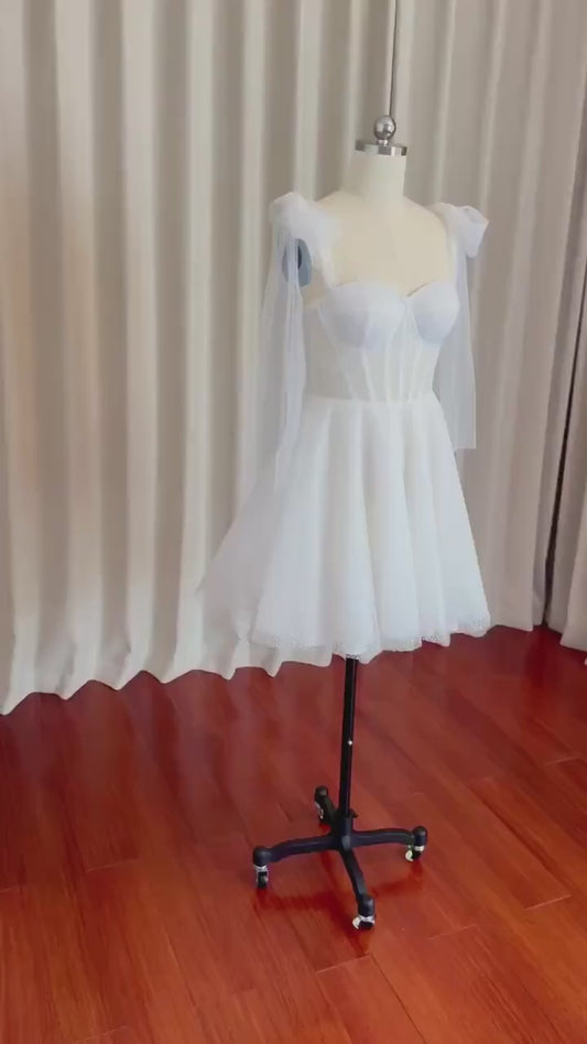 Fairy Unique Corset Short Wedding Reception Dress, Custom Courthouse Civil Elopement Dress, Rehearsal Dinner Bridal Shower Engagement Gown