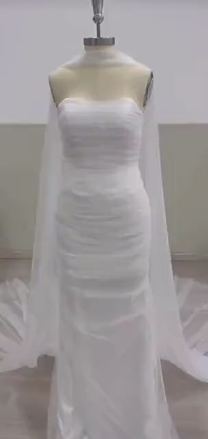 Minimalist Simple Tulle Wedding Prom Dress, Custom Fairy Unique Courthouse Civil Reception Dress, Casual Elopement Rehearsal Dinner Dress