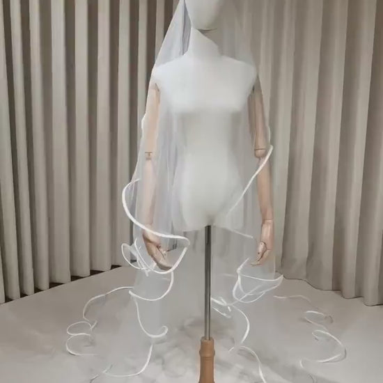 2 Tier Tulle Wedding Veil with Bouncy Satin Edge
